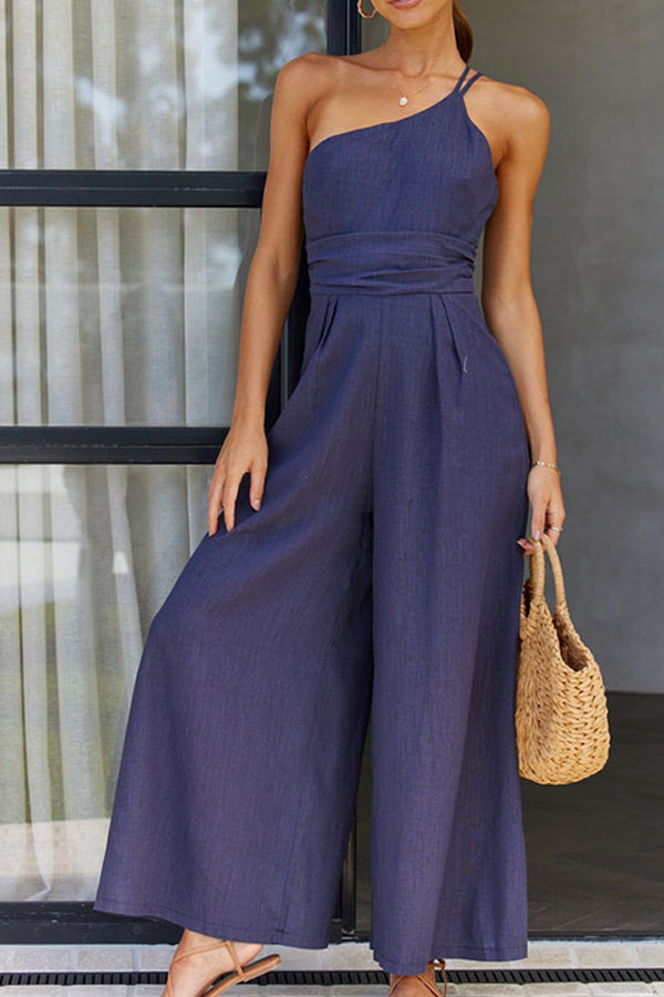 Sandra - One-Shoulder Jumpsuit Met Chique Pasvorm