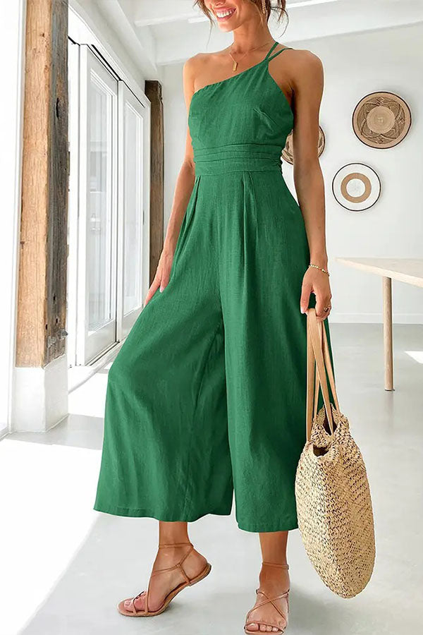 Sandra - One-Shoulder Jumpsuit Met Chique Pasvorm