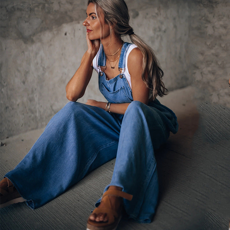 Sandra - Wijde Denim Jumpsuit