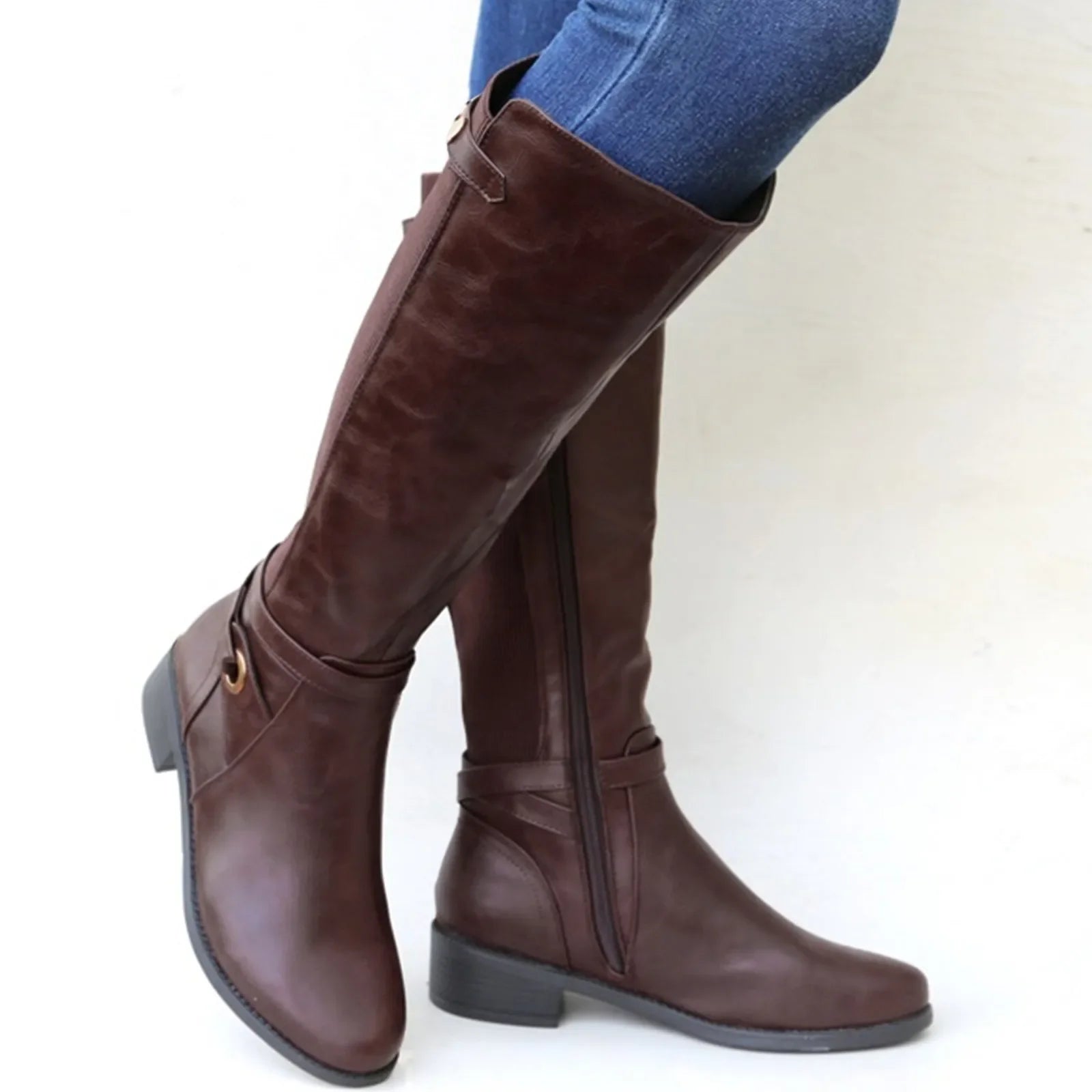 Amy - Elegante Leren Laarzen Met Hak Dames