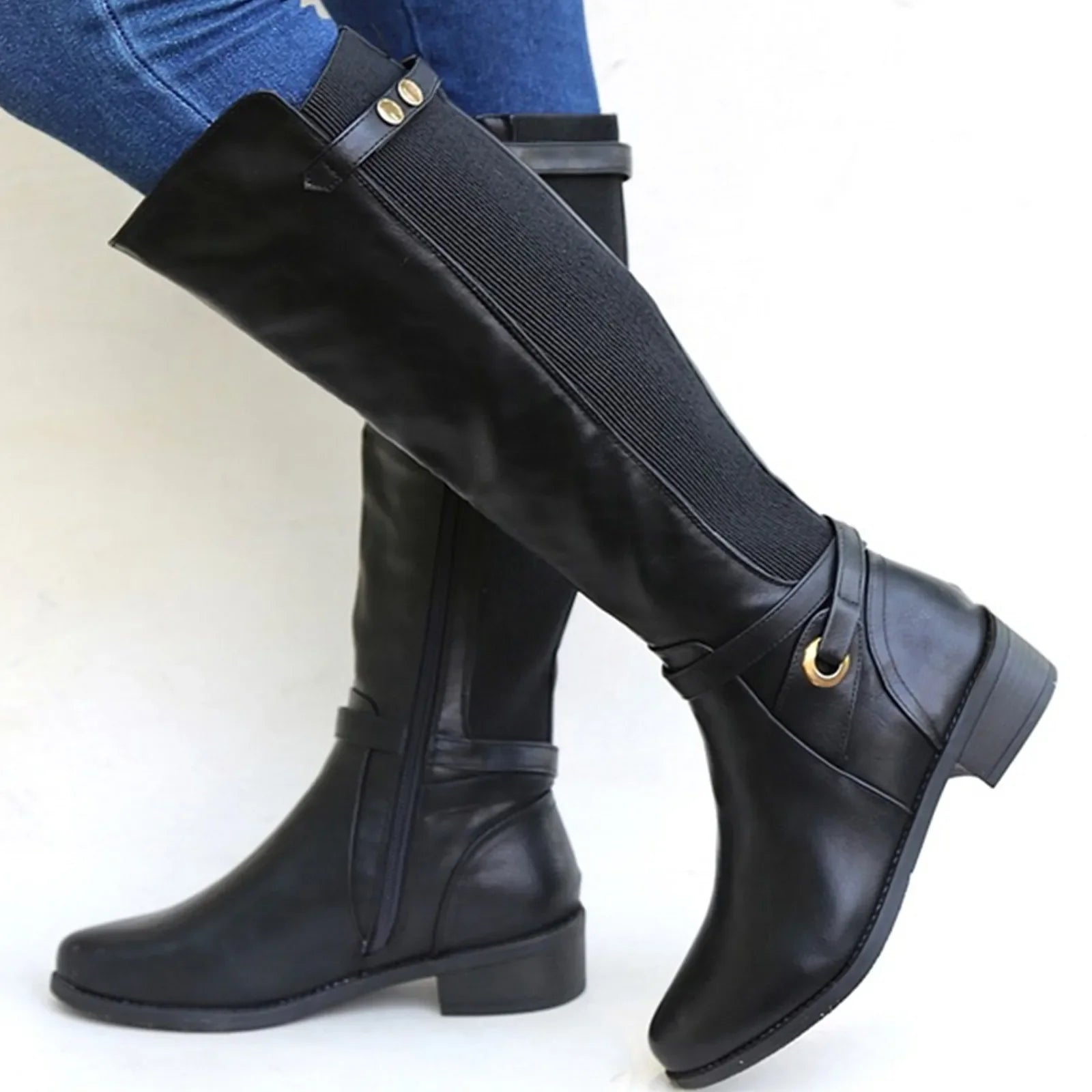 Amy - Elegante Leren Laarzen Met Hak Dames