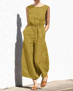 Linda - Mouwloze Jumpsuit Met Wijde Pijpen En Trendy Design