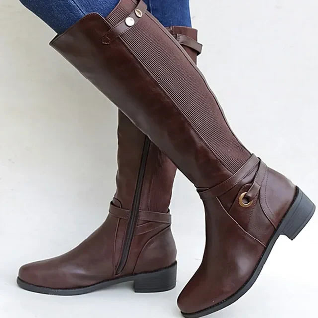 Amy - Elegante Leren Laarzen Met Hak Dames