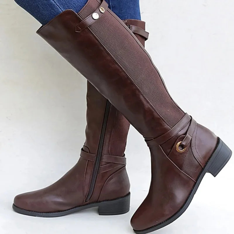 Amy - Elegante Leren Laarzen Met Hak Dames