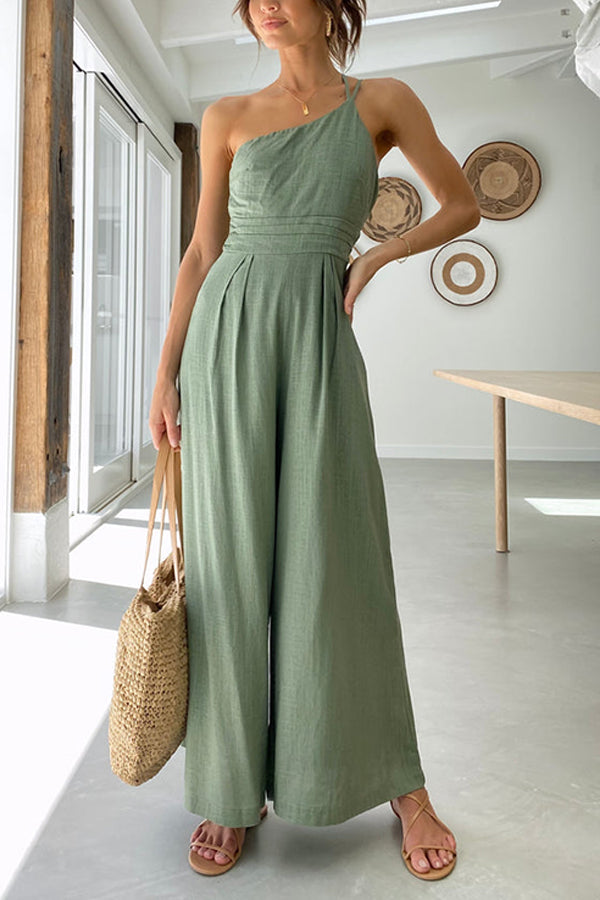 Sandra - One-Shoulder Jumpsuit Met Chique Pasvorm